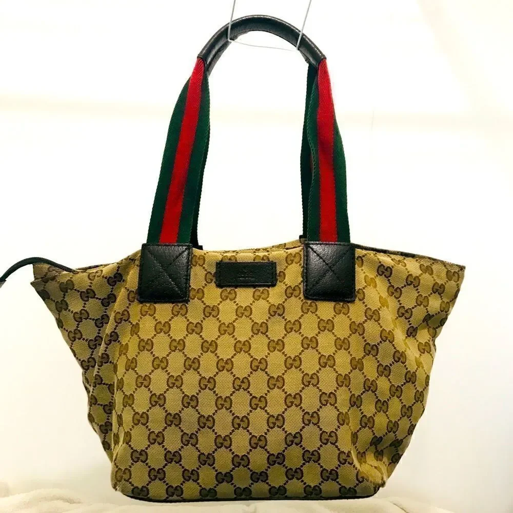 Gucci Gg canvas tote with web straps